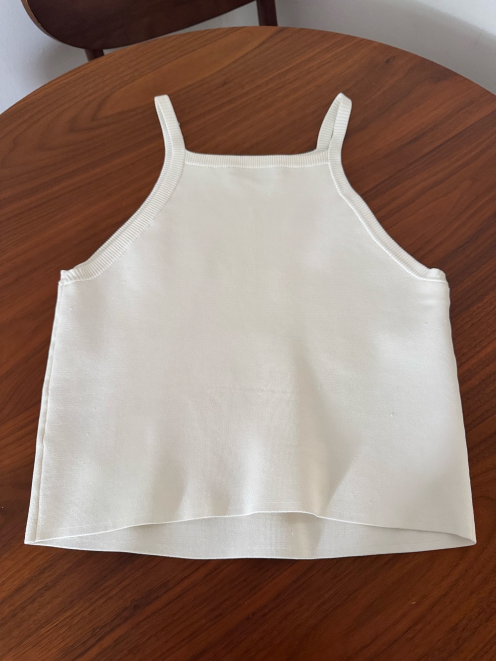 Alice + Olivia Cream Ribbed Square-Neck Stretchy Tank Top